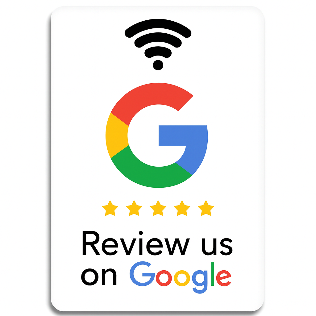 4 x WHITE PVC PLASTIC NFC GOOGLE REVIEW CARD