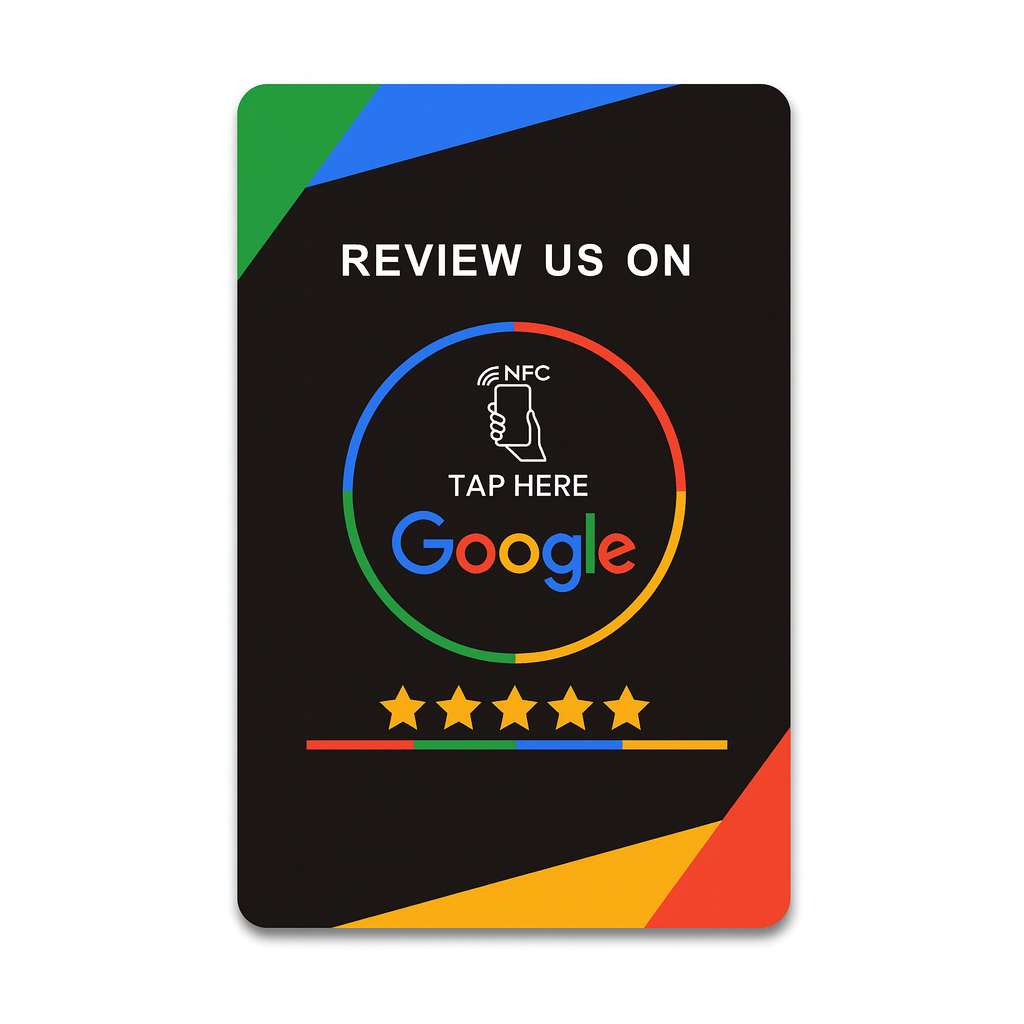 4 x BLACK PVC PLASTIC NFC GOOGLE REVIEW CARD